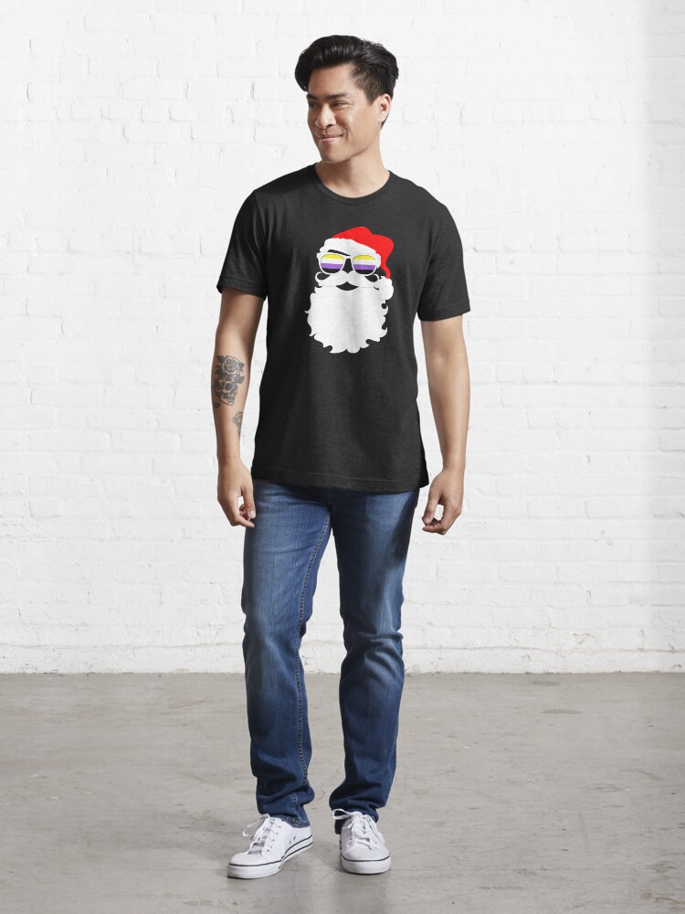 Alternate view of Santa Claus Nonbinary Pride Flag Sunglasses Essential T-Shirt