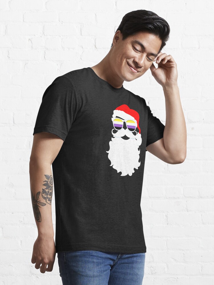 Alternate view of Santa Claus Nonbinary Pride Flag Sunglasses Essential T-Shirt