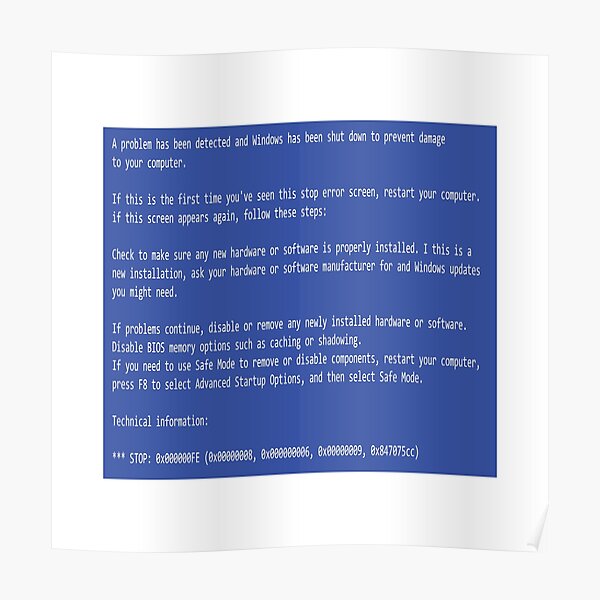 This is a perfect gift for computer users who hates Blue Screen of Death, Classic BSOD Error T-Shirt Poster
