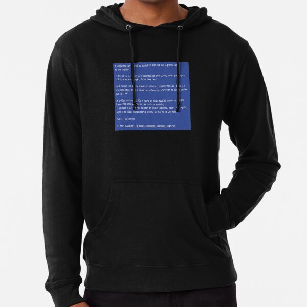 This is a perfect gift for computer users who hates Blue Screen of Death, Classic BSOD Error T-Shirt Lightweight Hoodie