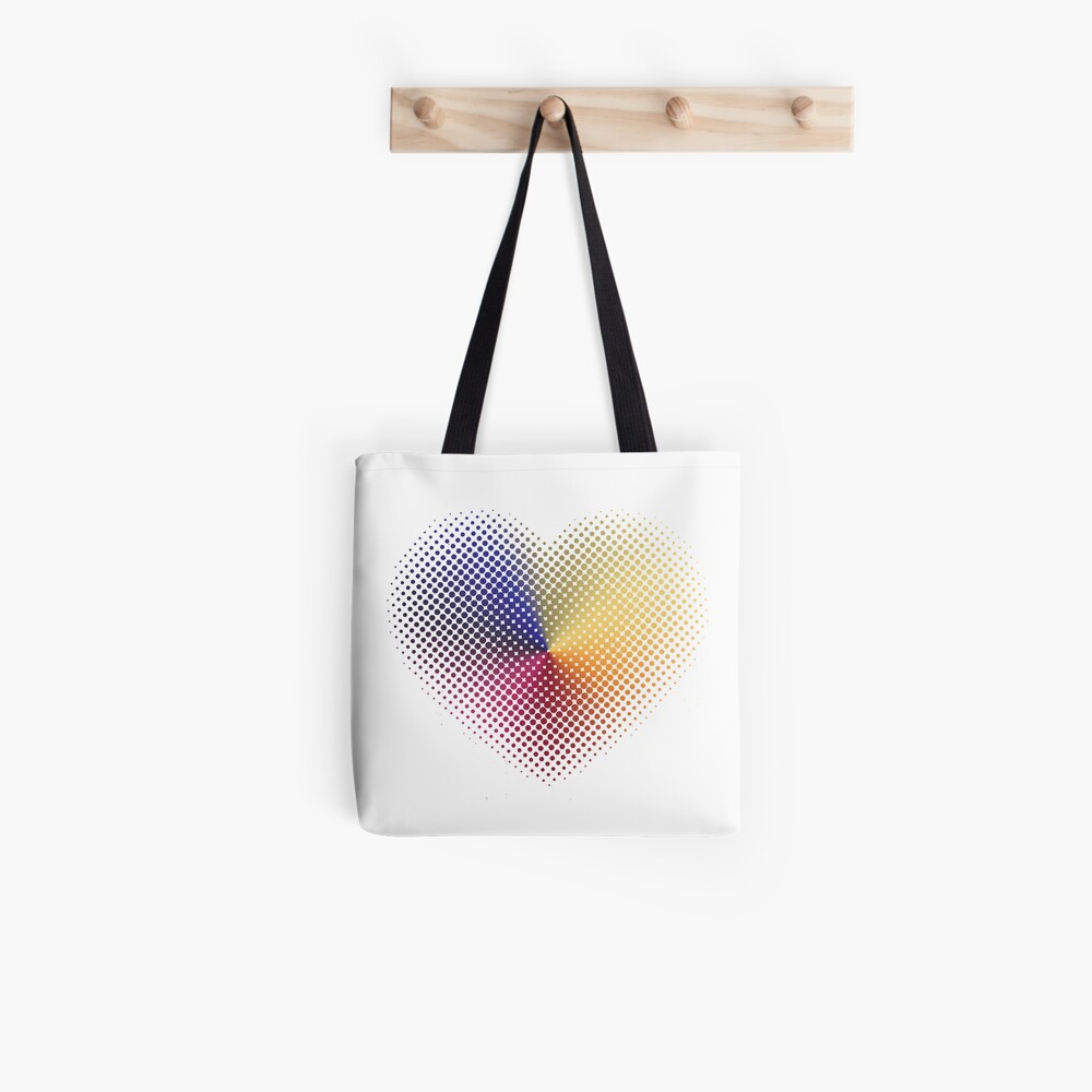 Angle Gradient on Halftone Heart (White) Tote Bag