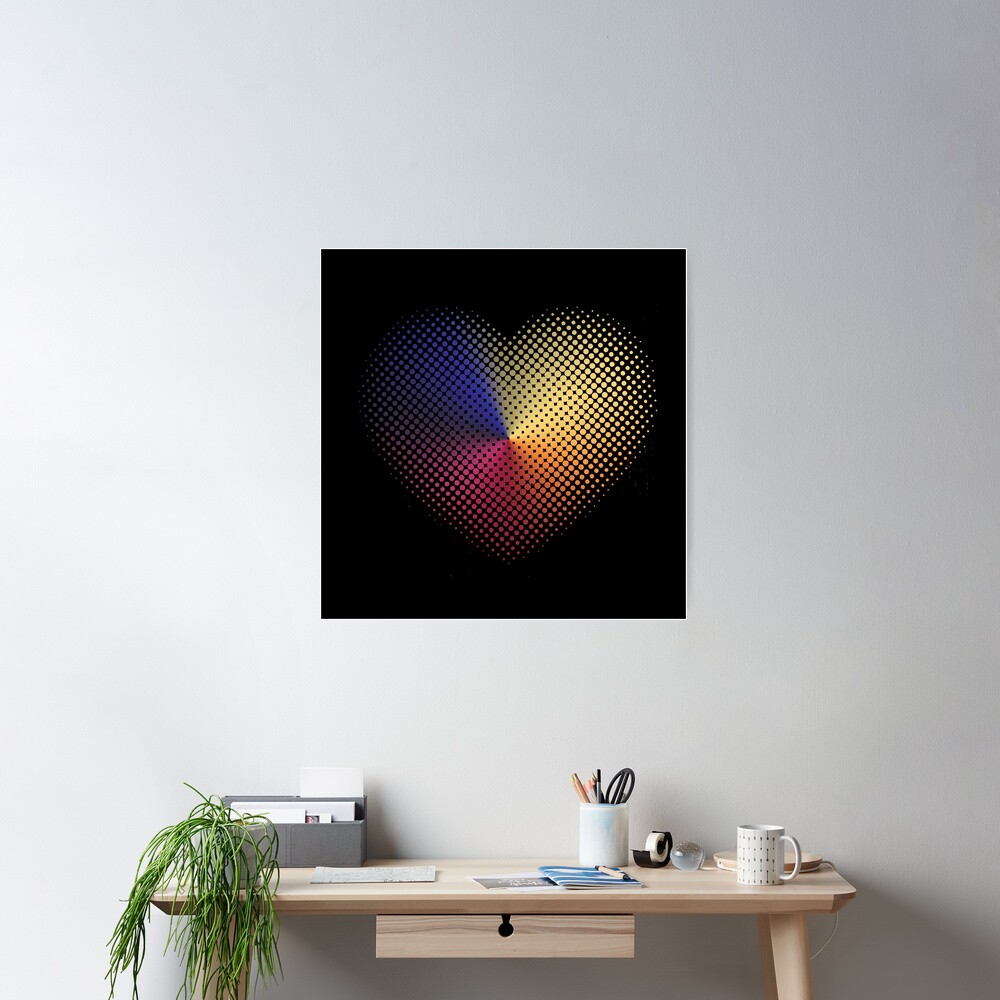 Angle Gradient on Halftone Heart (Black) Poster