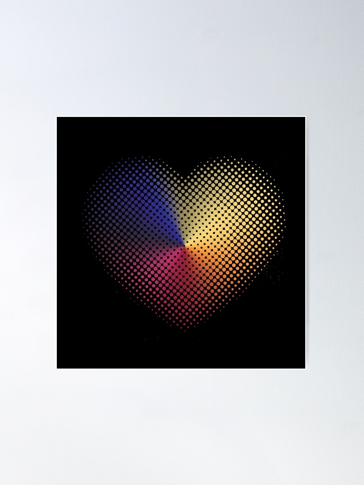 Alternate view of Angle Gradient on Halftone Heart (Black) Poster