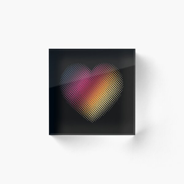 Linear Gradient on Halftone Heart (Black) Acrylic Block