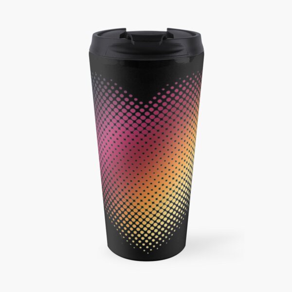 Linear Gradient on Halftone Heart (Black) Travel Mug