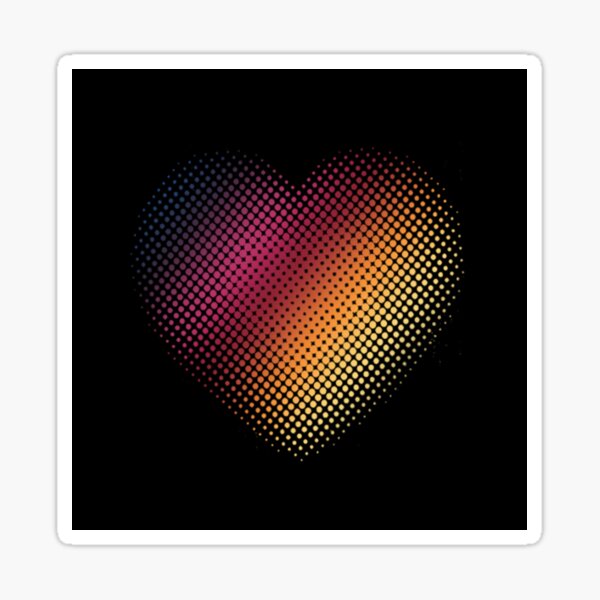 Linear Gradient on Halftone Heart (Black) Sticker