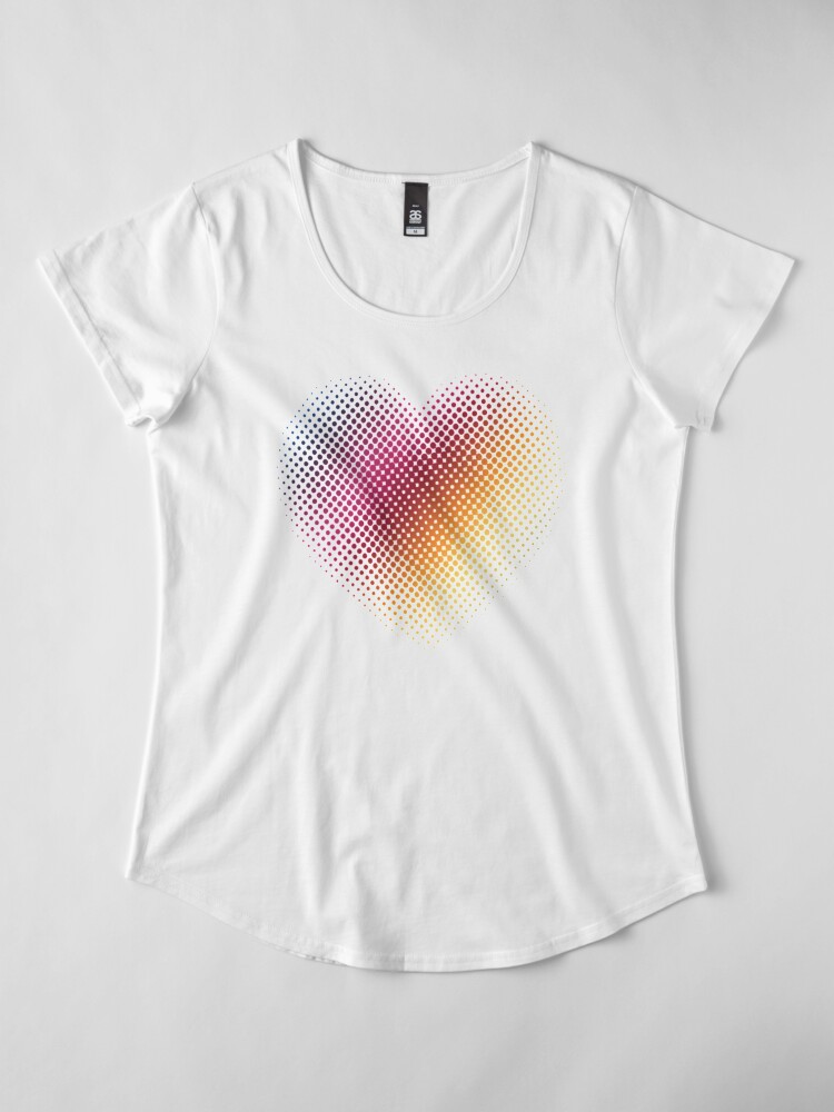 Alternate view of Linear Gradient on Halftone Heart (White) Premium Scoop T-Shirt