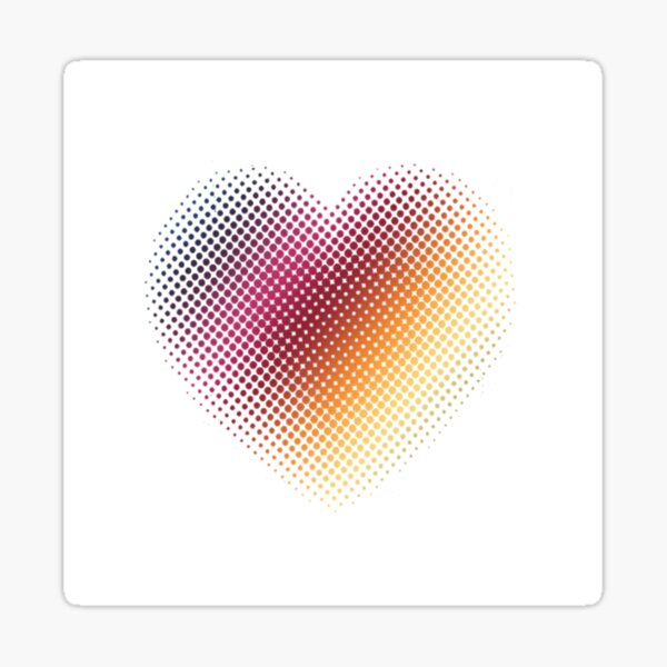 Linear Gradient on Halftone Heart (White/Clear) Sticker