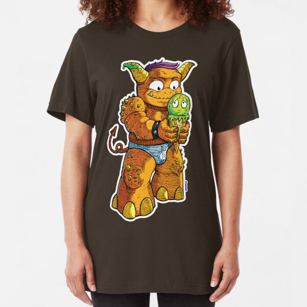 Look Out! Ice Cream Monster Slim Fit T-Shirt