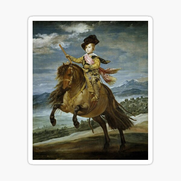 Aperçu de l'œuvre Infant Baltasar Carlos, fils du roi Felipe IV et de la reine Isabelle à cheval de Diego Velazquez créée et vendue par Vintage Designs +.