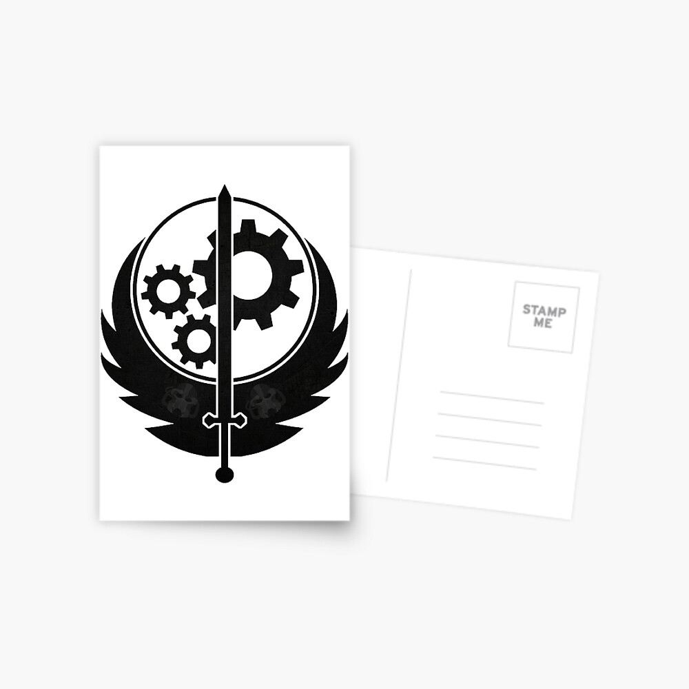 brotherhood of steel logo fallout 4 postcard by campingxsnake redbubble redbubble