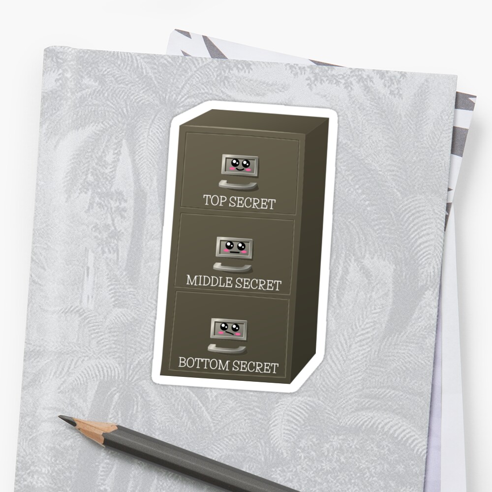  Top Secret Bottom Secret Funny File Cabinet Pun Stickers By DogBoo 