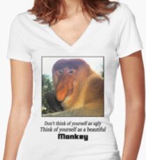 Monkey Shirt Women's Fitted V-Neck T-Shirt