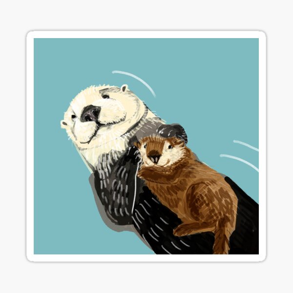 Artikel-Vorschau von Alaska-Seeotter-Mutter und Baby, designt und verkauft von belettelepink.