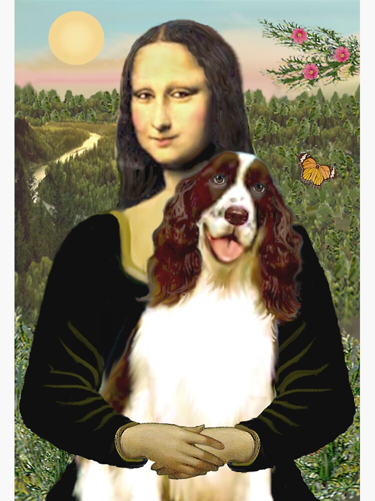 Mona Lisa and her English Springer Spaniel liver-white) by JeanBFitzgerald