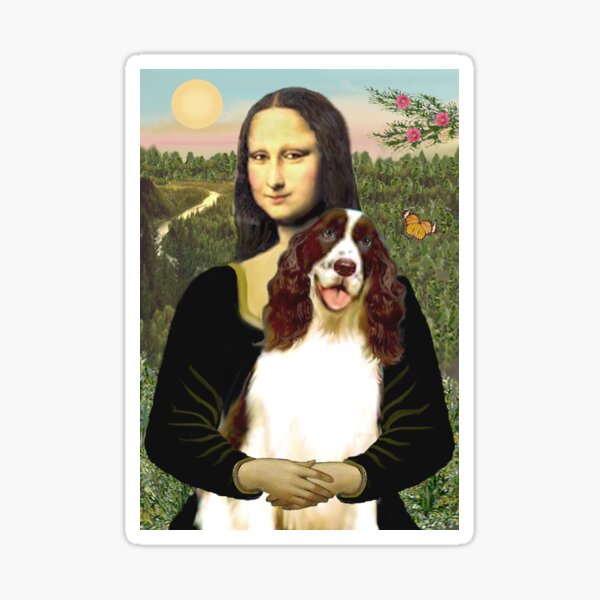 Item preview, Mona Lisa and her English Springer Spaniel liver-white) designed and sold by JeanBFitzgerald.