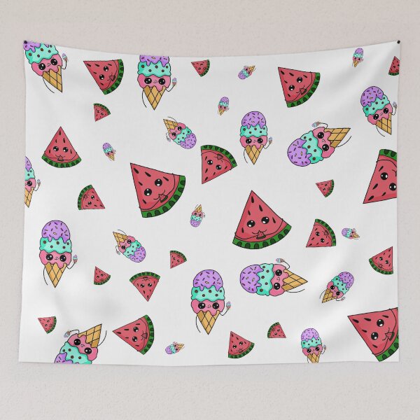 Item preview, pattern kawaii watermelon and ice cream designed and sold by sengelbreth.