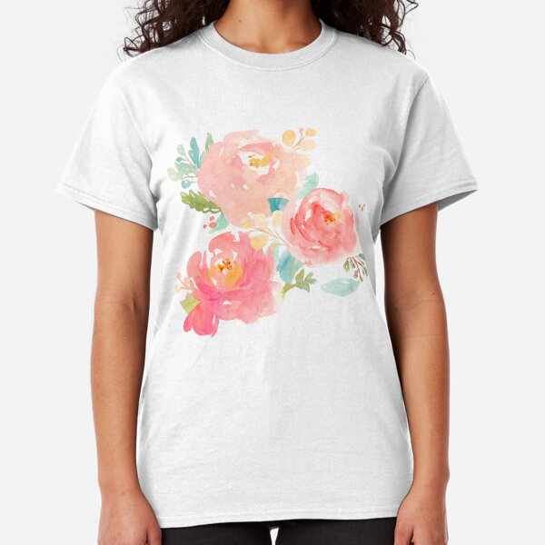 Peonies Watercolor Bouquet Classic T-Shirt