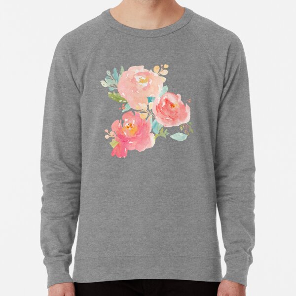 Peonies Watercolor Bouquet Lightweight Sweatshirt