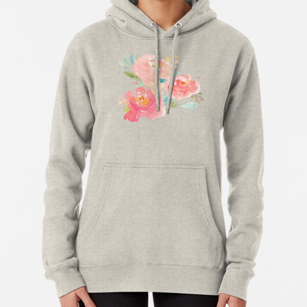 Peonies Watercolor Bouquet Pullover Hoodie