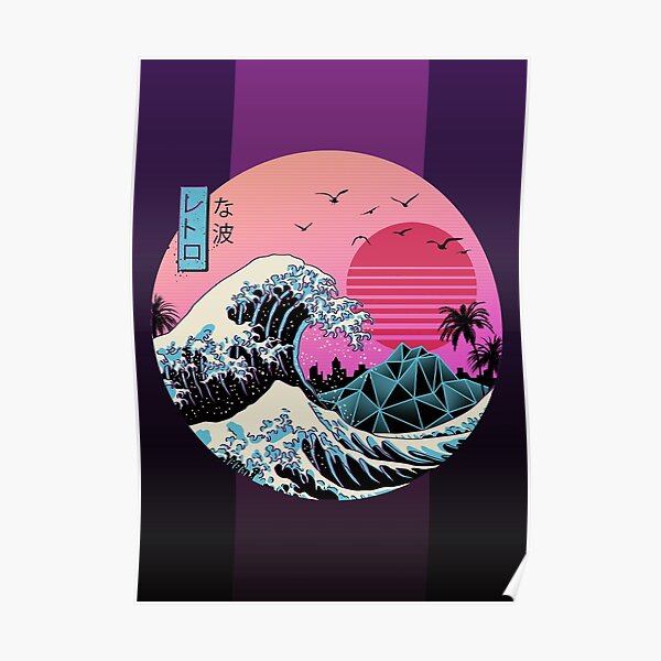 La grande vague rétro Poster
