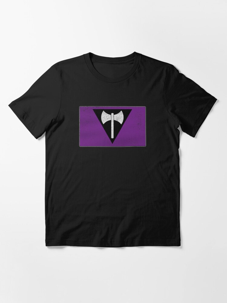 Alternate view of Distressed Lesbian Labrys Pride Flag Essential T-Shirt