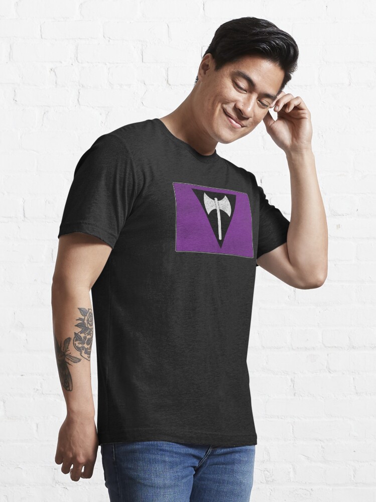 Alternate view of Distressed Lesbian Labrys Pride Flag Essential T-Shirt