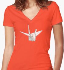 Paper Crane Fitted V-Neck T-Shirt