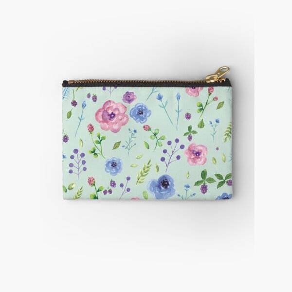 Item preview, Watercolor flowers on mint designed and sold by sevenroses.