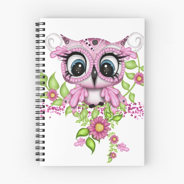 Item preview, Cute pink owl sitting on flowers designed and sold by Creative-DUDE.