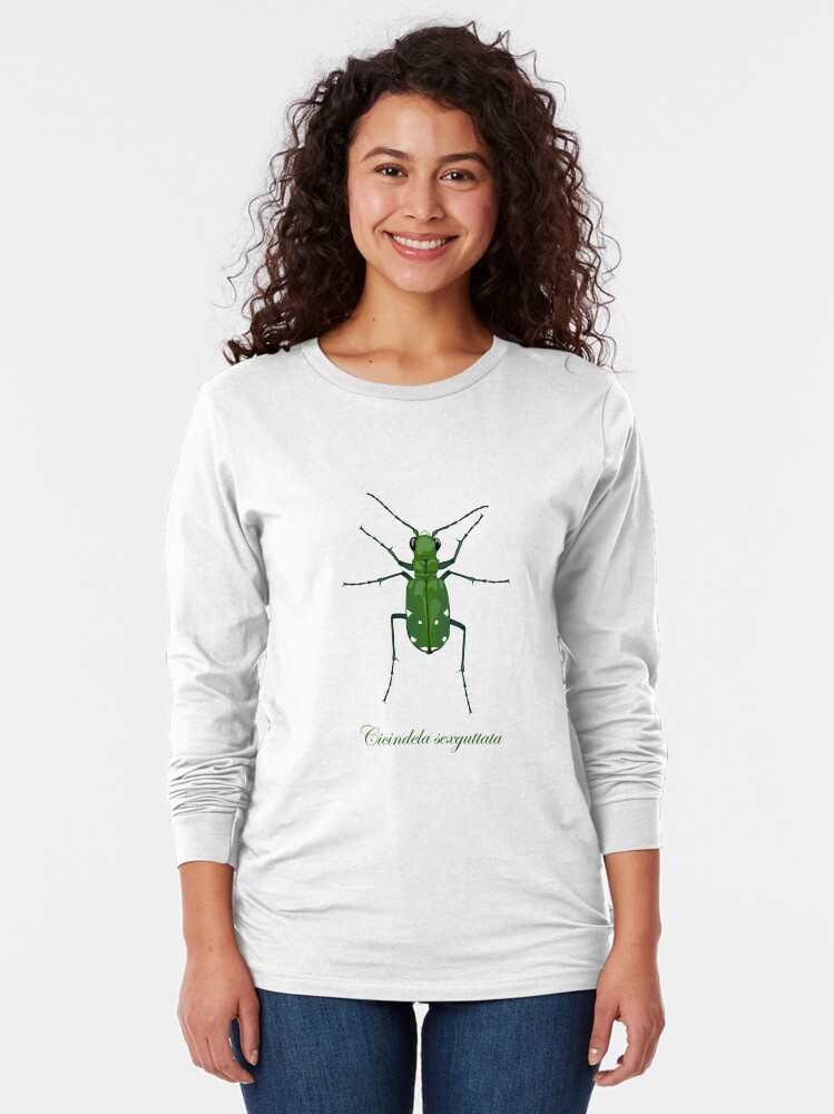 Alternate view of Six-spotted green tiger beetle, Cicindela sexguttata Long Sleeve T-Shirt