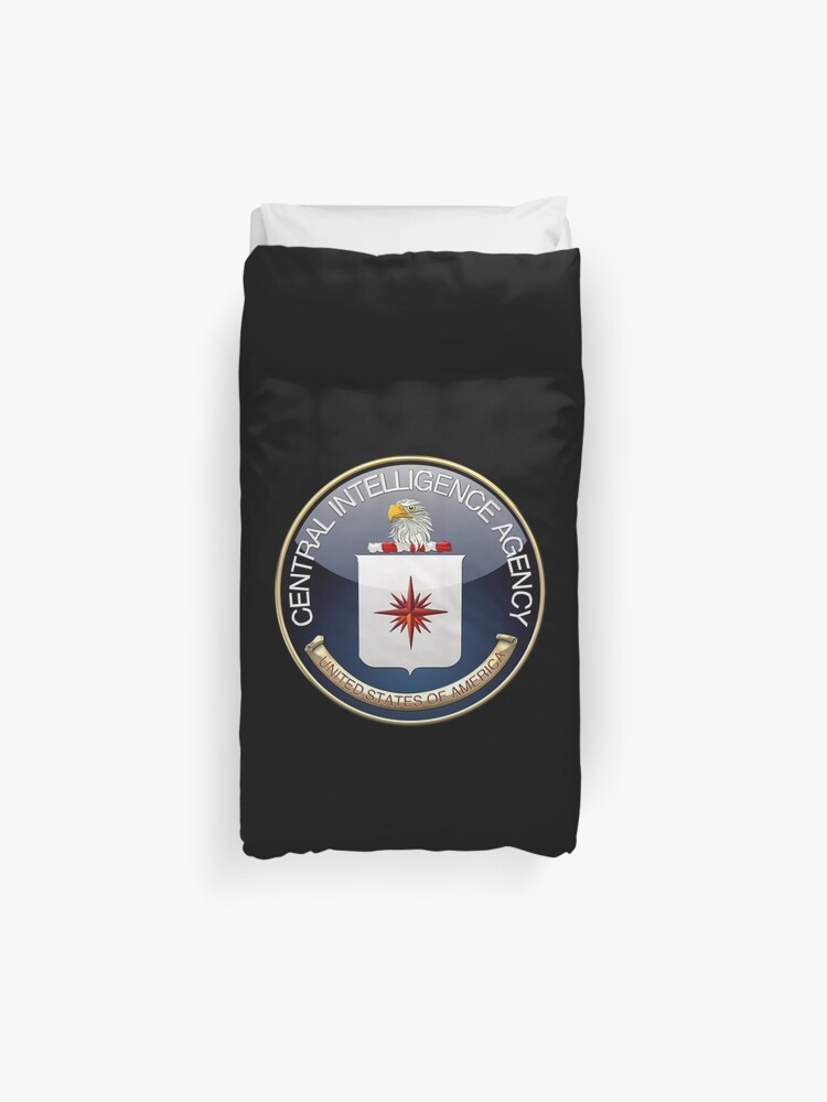 Central Intelligence Agency Cia Emblem 3d On Black Velvet Duvet
