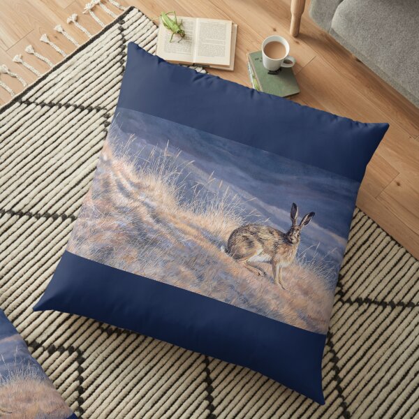 Alert Brown Hare Floor Pillow