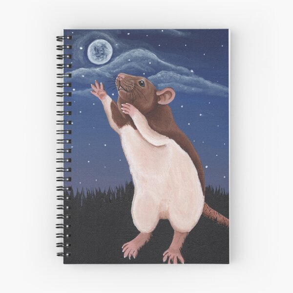 Item preview, Agouti Brown Hooded Fancy Rat Reaching for the Moon designed and sold by WolfySilver.