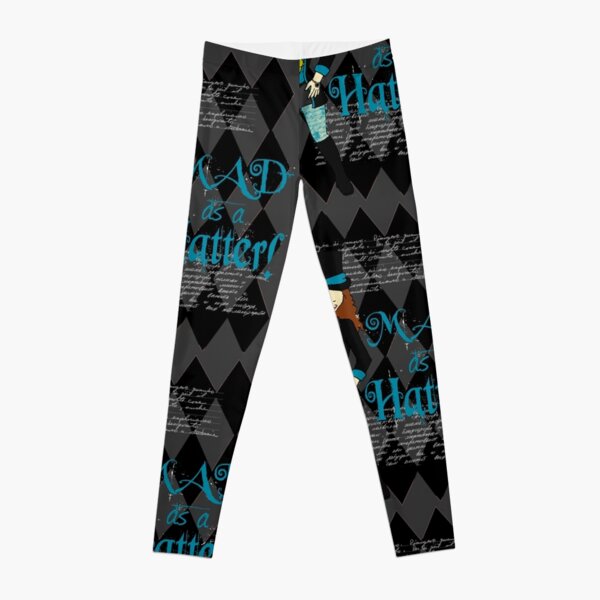 Lotus Leggings ~ Alice in Wonderland Chesire Cat Smile ~ Blk/Lt Blue ~ Plus  XXXL