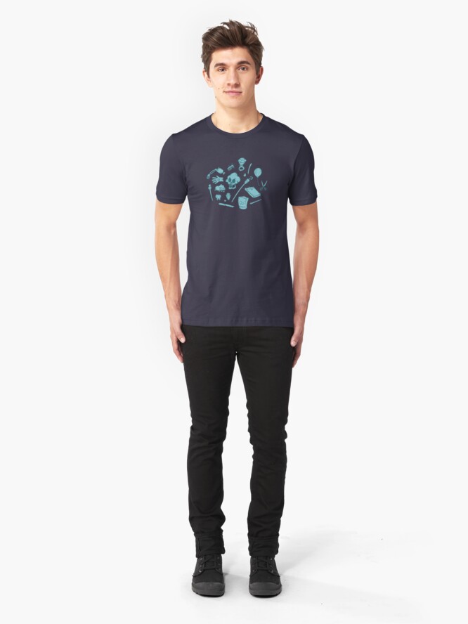 Alternate view of The Curse of Monkey Island Inventory (blue) Slim Fit T-Shirt