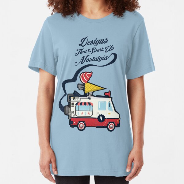 Nuance Retro: Ice Cream Truck Time Machine Slim Fit T-Shirt