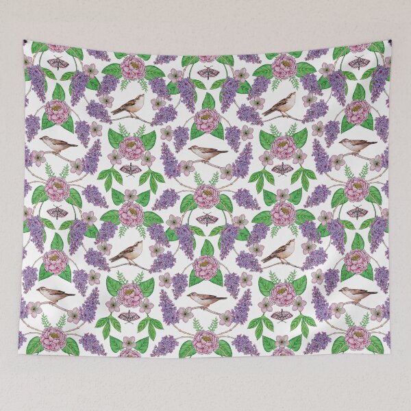 Item preview, Lilas, Peonías, Hellebore, Y Gorriones designed and sold by somecallmebeth.