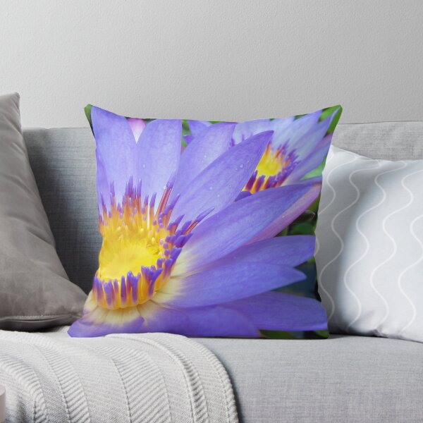 Purple & Yellow Lotus Throw Pillow