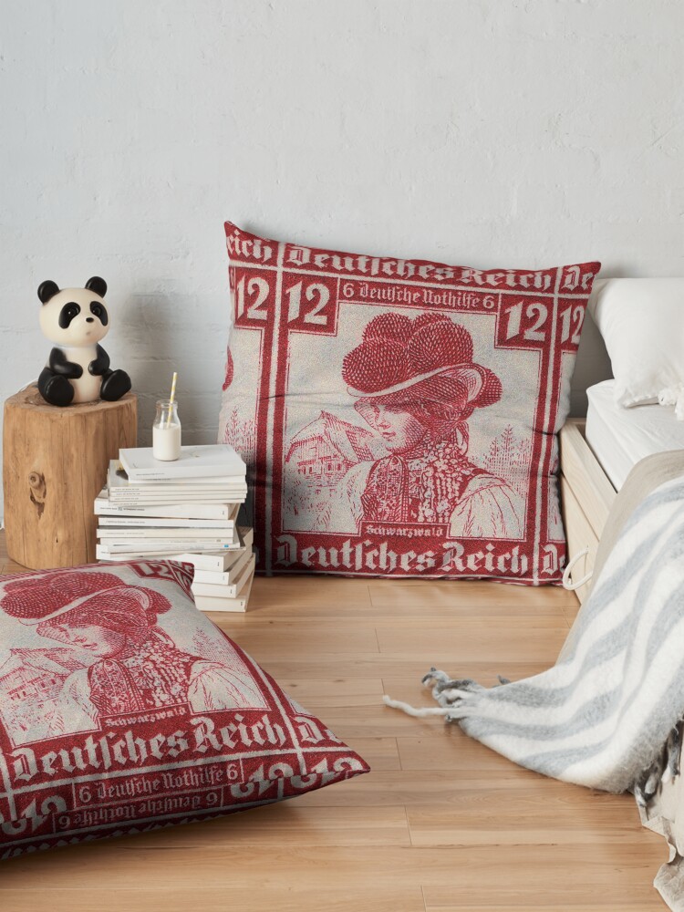 Alternate view of Schwarzwald Trachten...Black Forest Folk Costume Floor Pillow