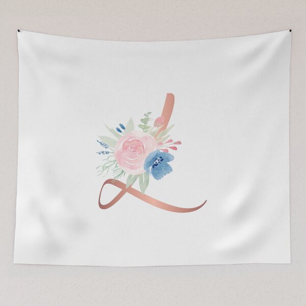 Item preview, Letter L Rose Gold and Watercolor Blush Pink and Navy designed and sold by Harpley Design Studio.