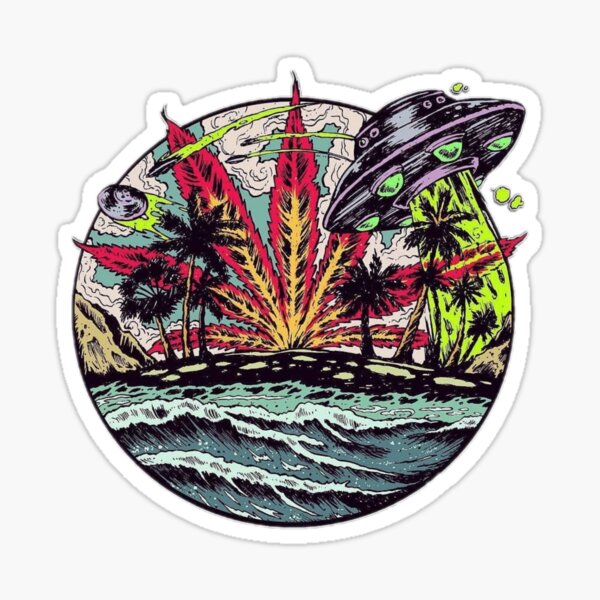 Weed Alien Sticker
