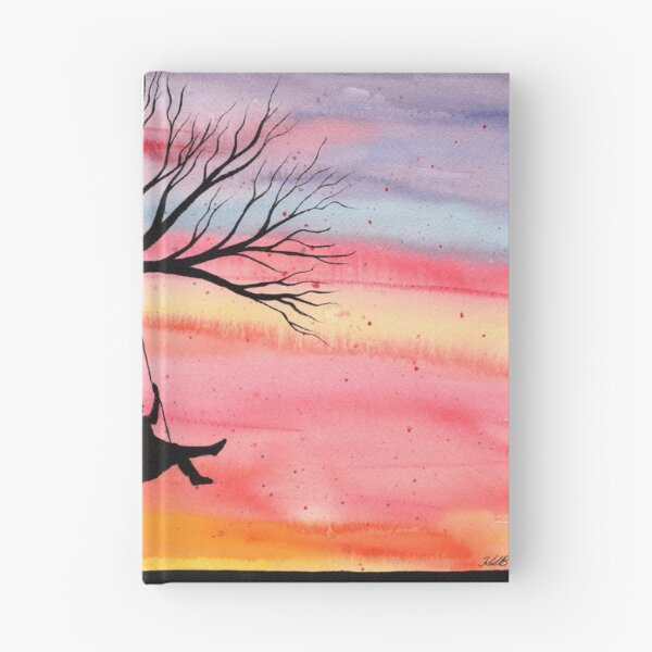 Item preview, Sunset Joy - Watercolor silhouette of girl on swing  designed and sold by klbailey.
