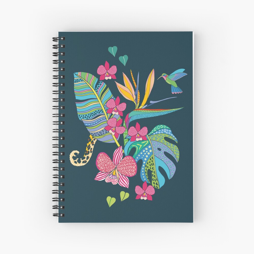 Bohemian Tropical Flowers Spiral Notebook
