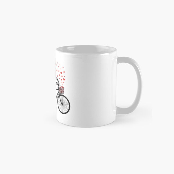 Item preview, tandem bicycle and flying red hearts for Valentine's day, wedding invitation designed and sold by beakraus.