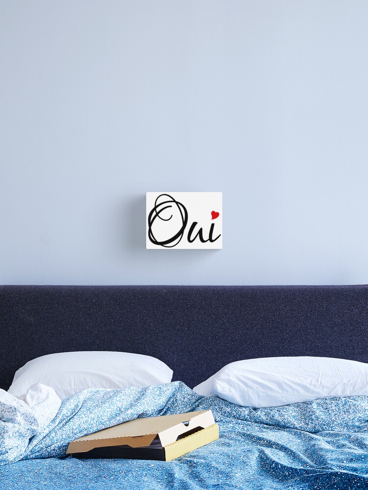 Oui Yes French Word Art With Red Heart Canvas Print
