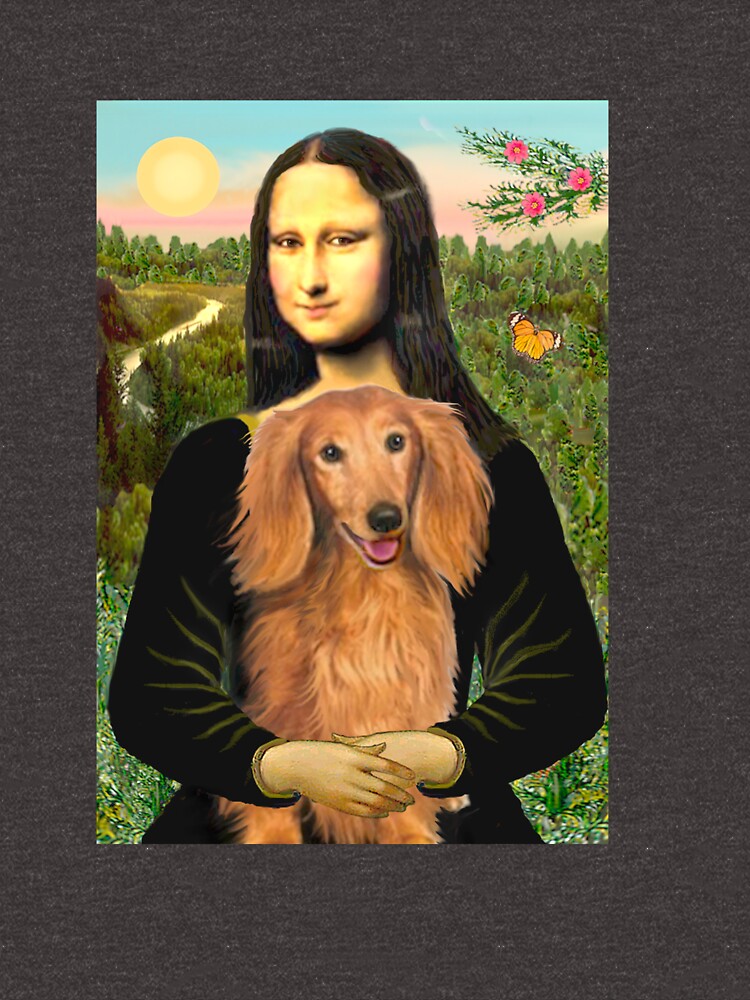 Mona Lisa and her Long Haired Dachshund (sable) by JeanBFitzgerald