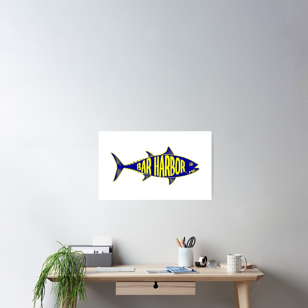 "Bar Harbor Maine Fishing Tuna Fish" Poster by TravelTime Redbubble