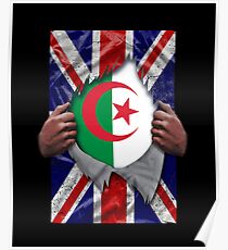 Algerian Flag Ripped - Born In United Kingdom Roots From Algeria Poster