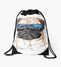 Tofu the pug Drawstring Bag